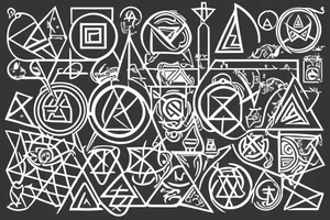 Hermetic orden, alchemy symbol In the circle of a triangle in which a square tattoo idea