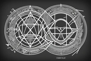 Hermetic orden, alchemy symbol In the circle of a triangle in which a square tattoo idea