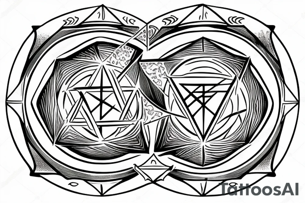 Hermetic orden, alchemy symbol In the circle of a triangle in which a square tattoo idea