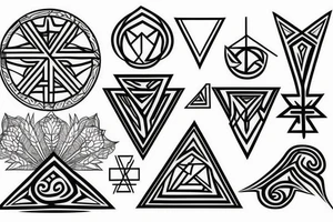 geometric with nature and cross tattoo idea