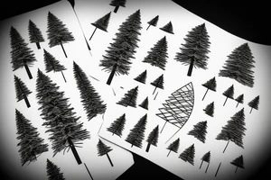 pine trees, cross, reflection tattoo idea