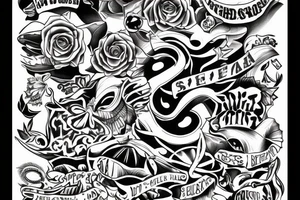 "S.R.E.D.A." text tattoo. tattoo idea