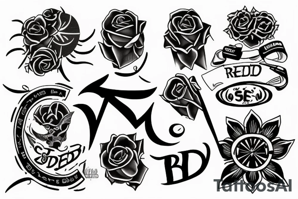 "S.R.E.D.A." text tattoo. tattoo idea