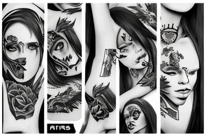 new school mix with black and gray computer, aries tattoo idea