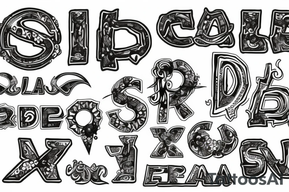 tattoo with word "S.R.E.D.A." tattoo idea