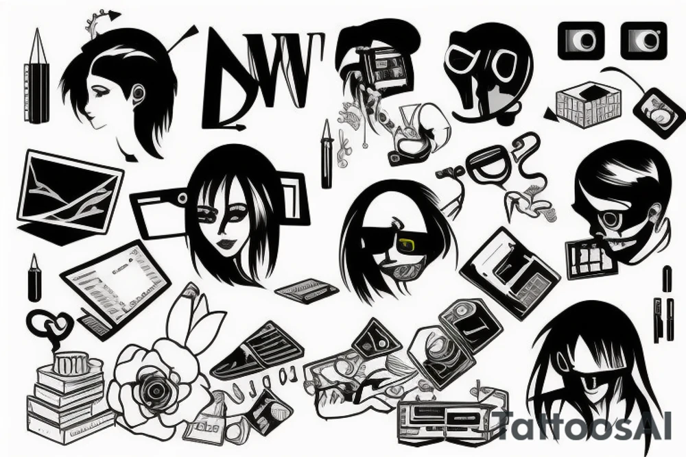 new school computer aries tattoo idea