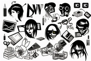new school computer aries tattoo idea