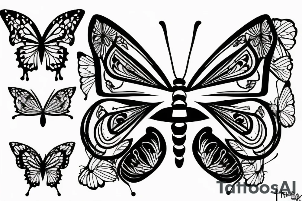 Half butterfly, half hour glass tattoo idea
