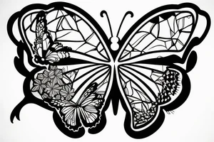 Half butterfly, half hour glass tattoo idea