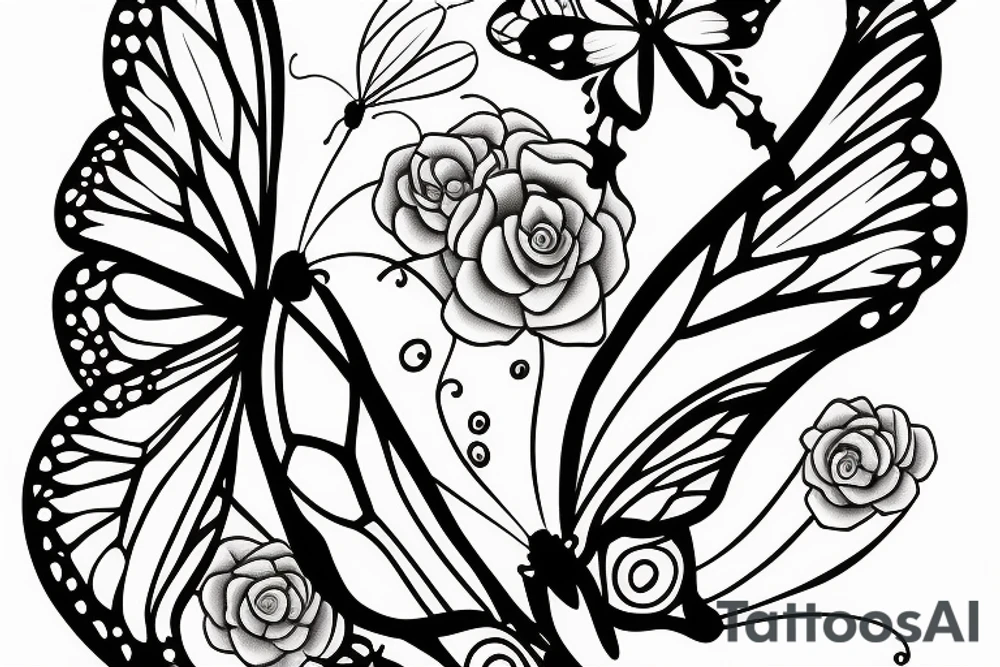 Half butterfly half hour glass tattoo idea