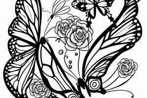 Half butterfly half hour glass tattoo idea