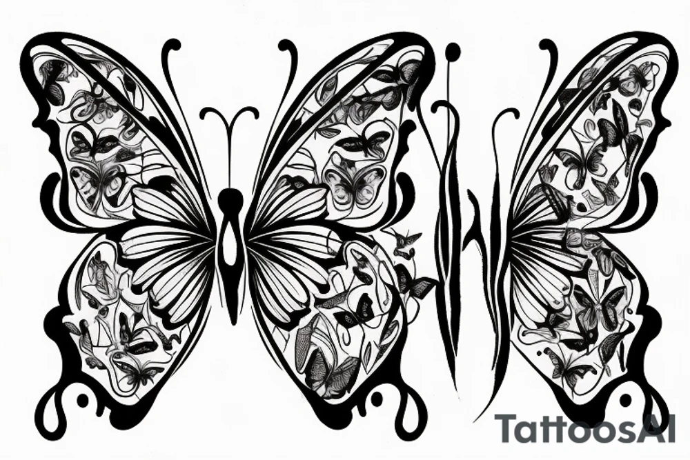 Half butterfly
 hour glass tattoo idea
