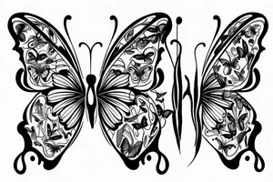 Half butterfly
 hour glass tattoo idea