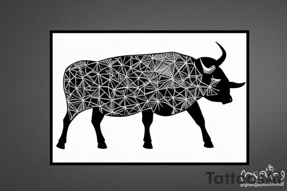 A minimalistic standing bull from a side view tattoo idea A minimalistic standing bull from a side view tattoo idea