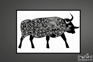 A minimalistic standing bull from a side view tattoo idea