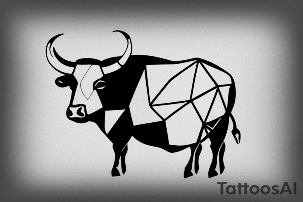 A minimalistic standing bull from the side tattoo idea
