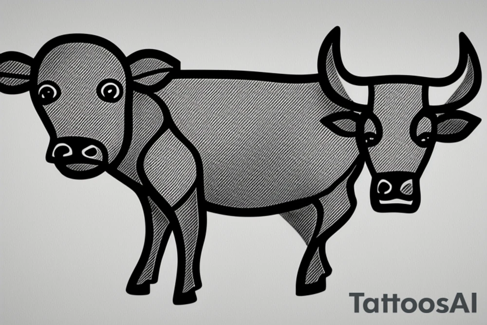 A minimalistic bull from the side standing on 2 legs tattoo idea