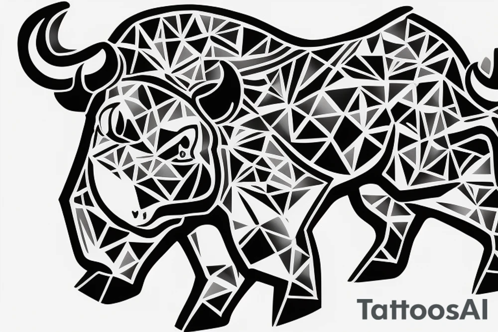 A minimalistic bull from the side standing on 2 legs tattoo idea A minimalistic bull from the side standing on 2 legs tattoo idea
