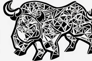 A minimalistic bull from the side standing on 2 legs tattoo idea