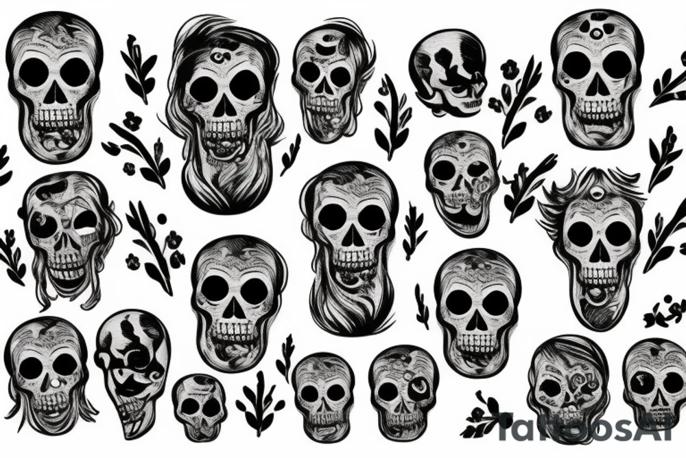 laughing skeletons laugh in coffins tattoo idea