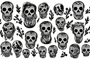 laughing skeletons laugh in coffins tattoo idea