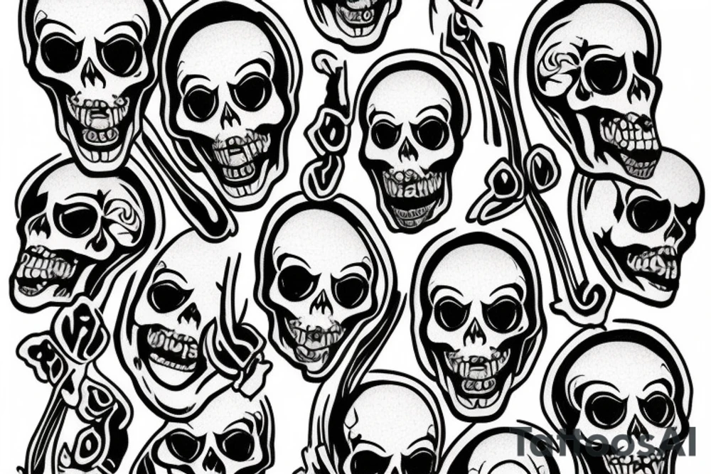 laughing skeletons laugh in coffins tattoo idea