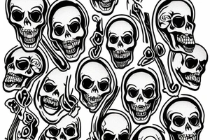 laughing skeletons laugh in coffins tattoo idea
