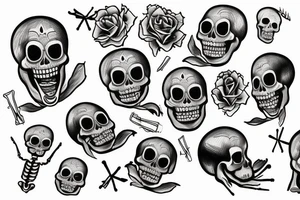 laughing skeletons laugh in coffins tattoo idea
