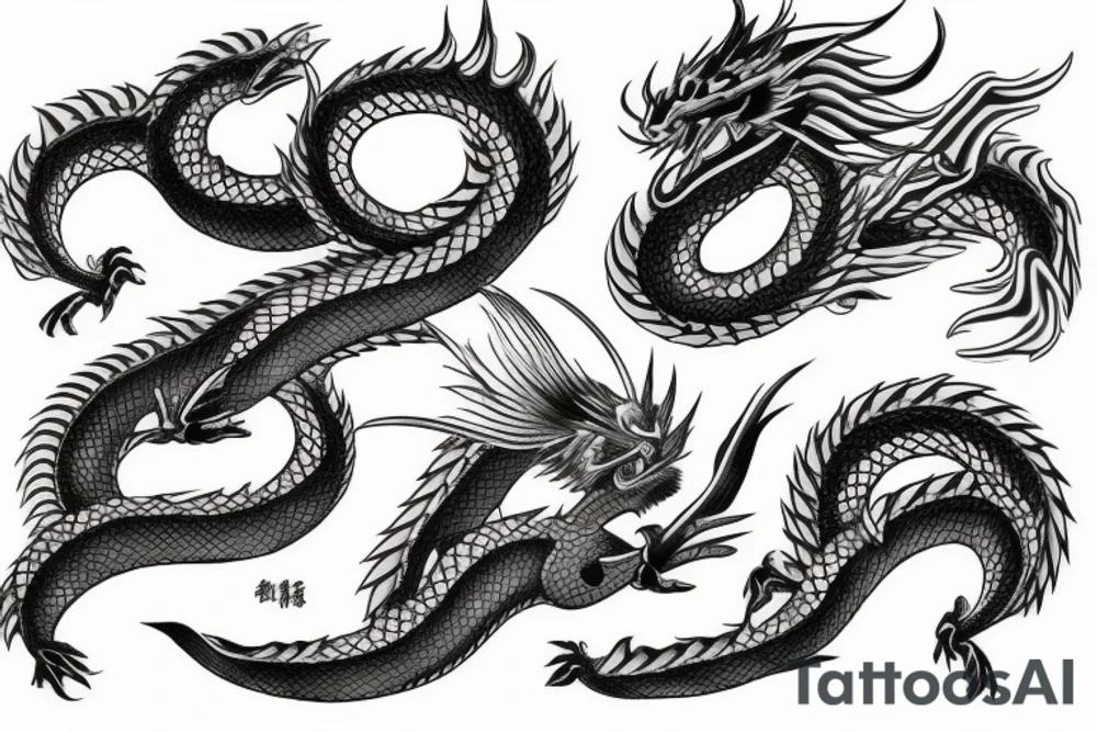 Japanese traditional dragon chest tattoo idea