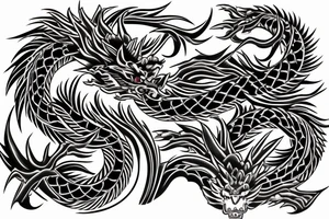 Japanese traditional dragon chest tattoo idea