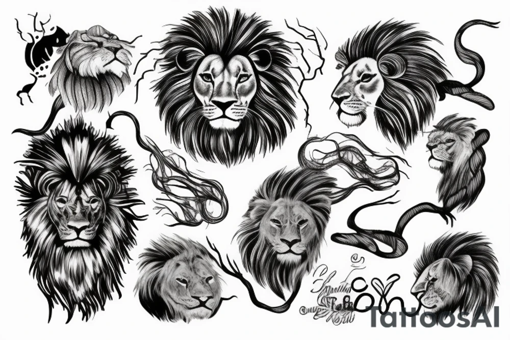 Lightning with lion tattoo idea