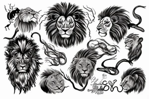Lightning with lion tattoo idea