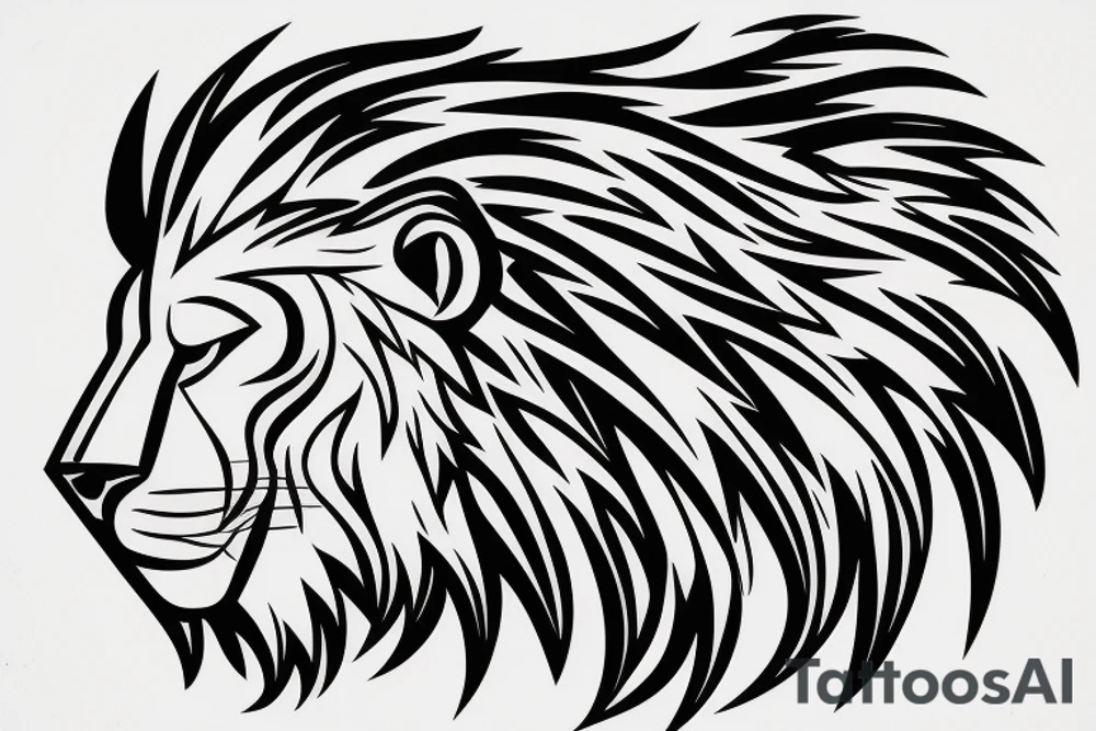 lightning merged with lion figure tattoo idea