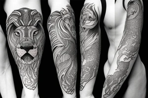 lightning merged with lion figure tattoo idea
