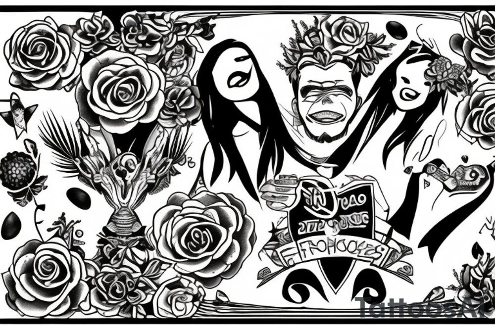 A flash tatoo tô celebrate a friendship Group named Lajeje tattoo idea