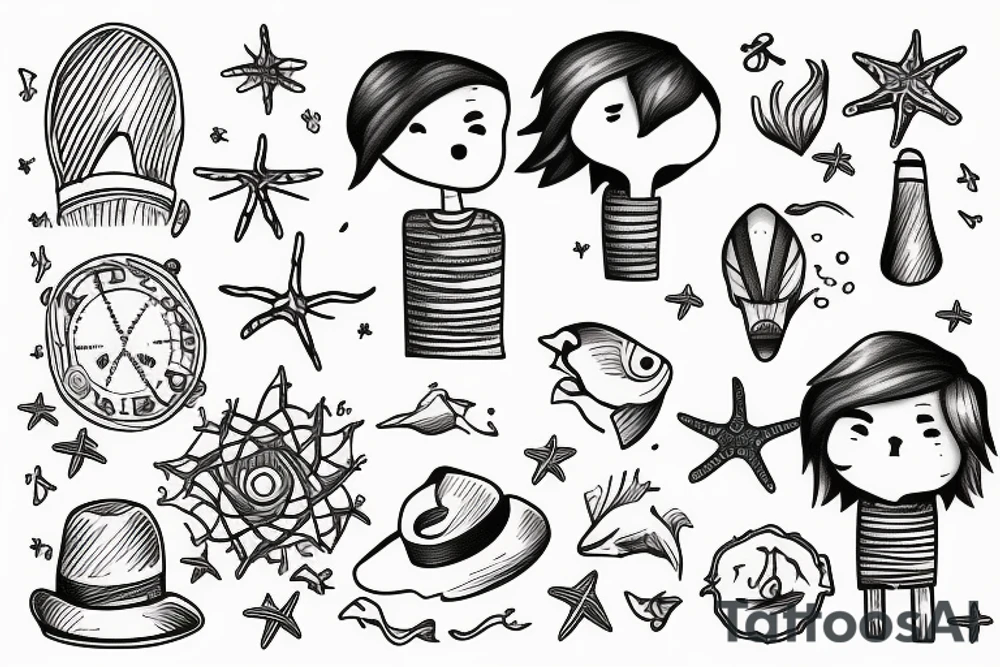 boy by the sea on a sunny day tattoo idea