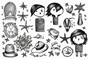 boy by the sea on a sunny day tattoo idea