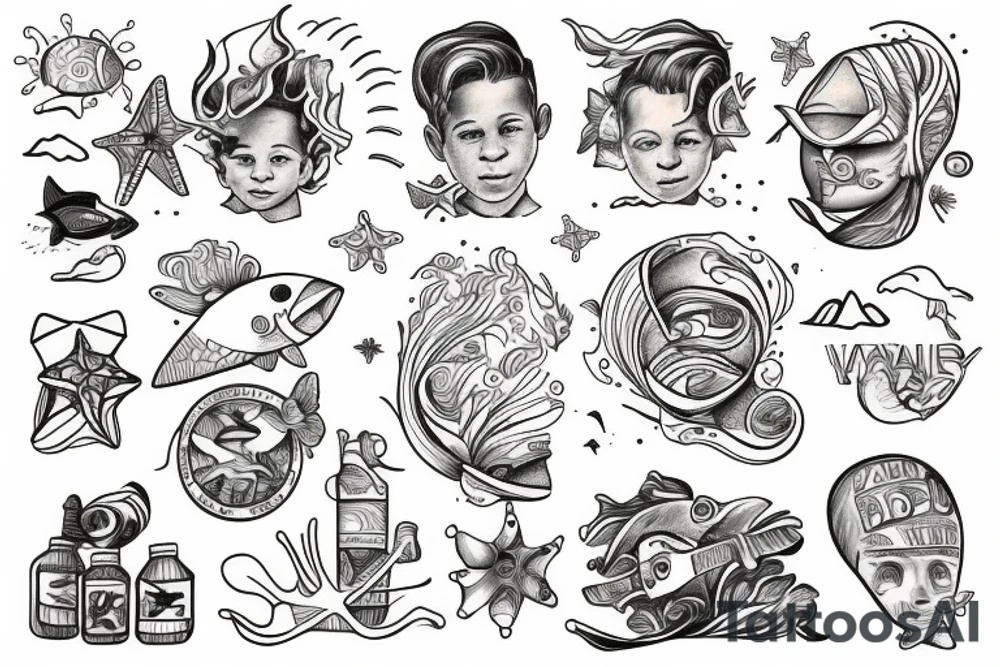 boy by the sea on a sunny day tattoo idea
