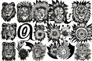 Lions and sunflowers Leo tattoo idea
