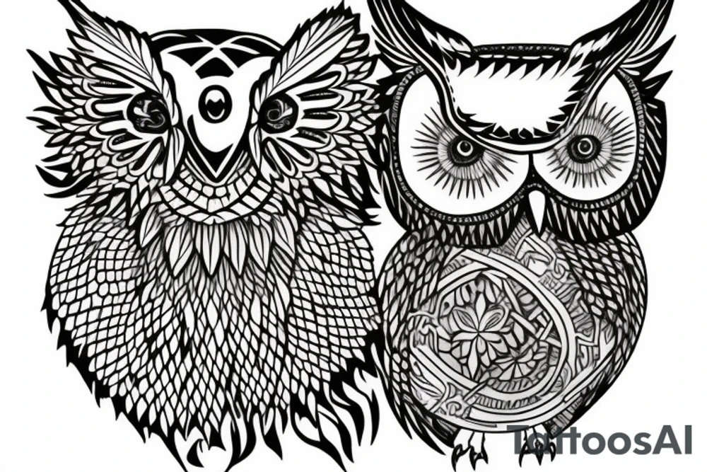 owl chest piece tattoo idea
