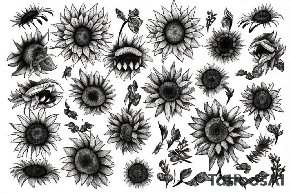 Unique with sunflowers tattoo idea