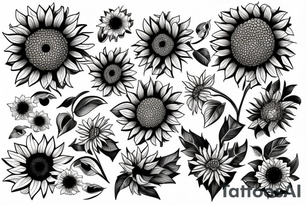 Unique with sunflowers tattoo idea
