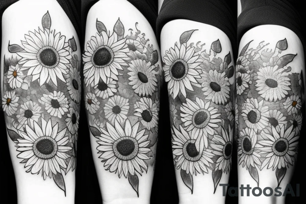 Unique with sunflowers tattoo idea