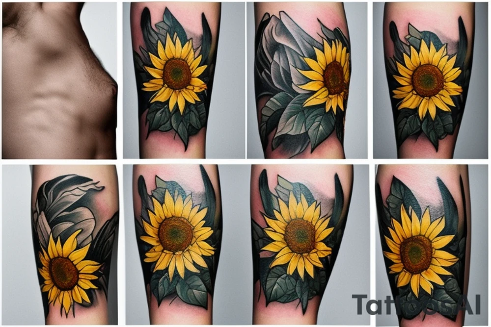 Unique with sunflowers tattoo idea
