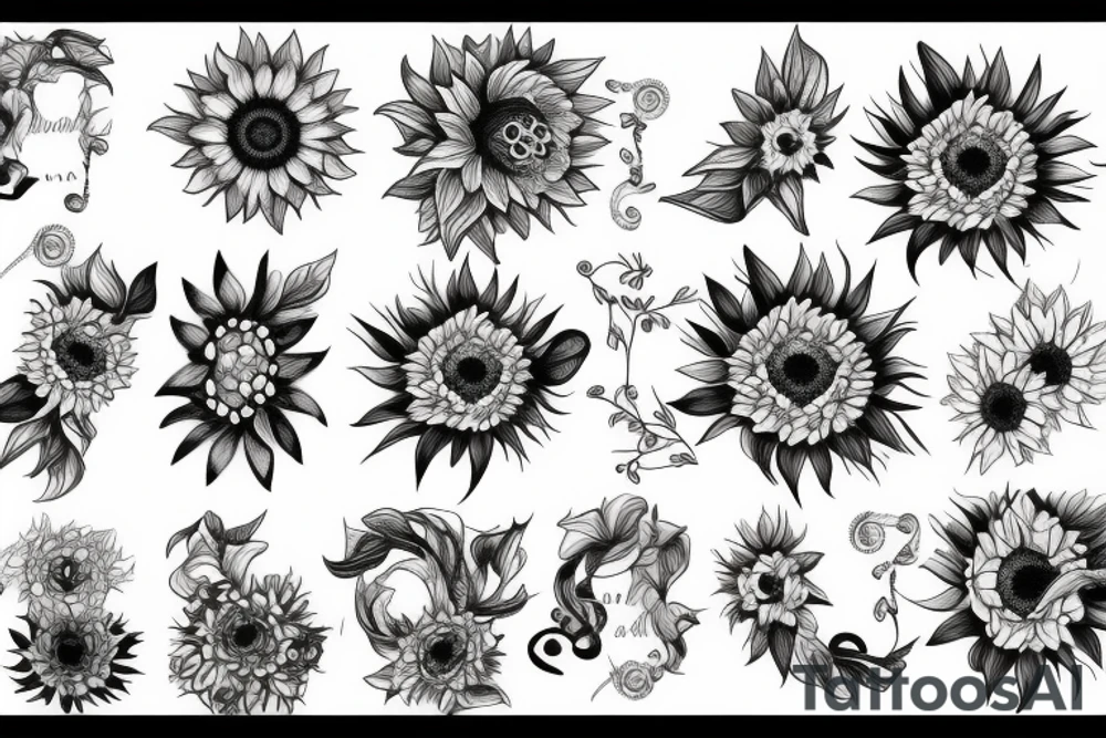 Unique with sunflowers tattoo idea
