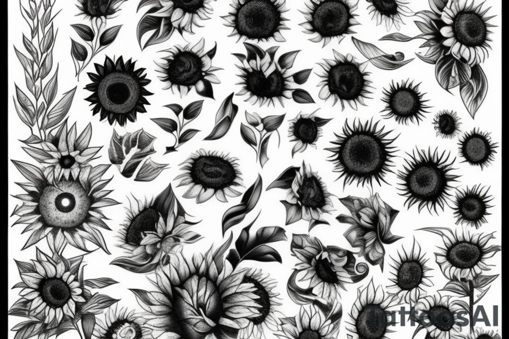 Unique with sunflowers tattoo idea