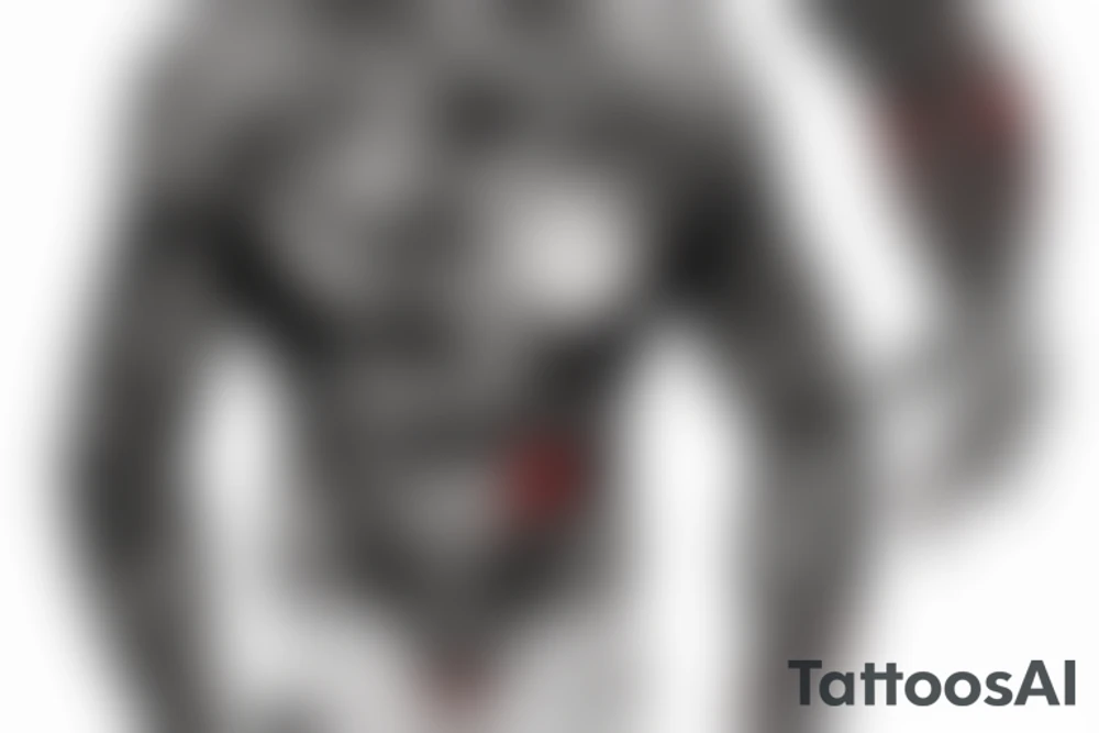 Demons and mechanical sleeve with red accents. tattoo idea Demons and mechanical sleeve with red accents. tattoo idea