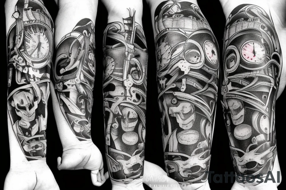 mechanical demons with red accents. tattoo idea