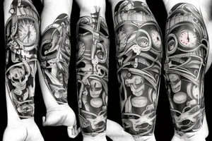 mechanical demons with red accents. tattoo idea