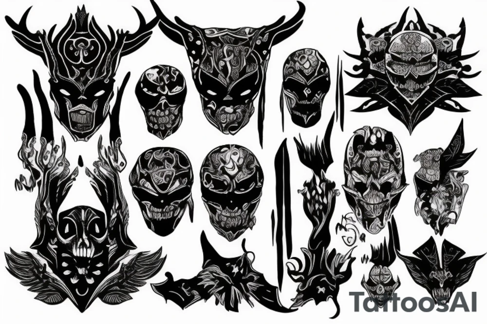 Dark warriors with red accents tattoo idea